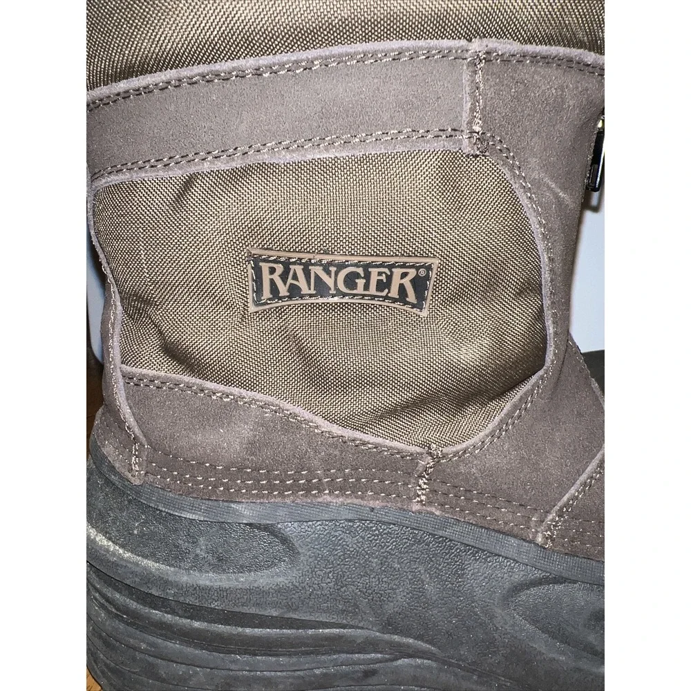 Ranger Mens Brown Suede Winter Snow Boots Waterproof Rubber Shell Front Zip 11